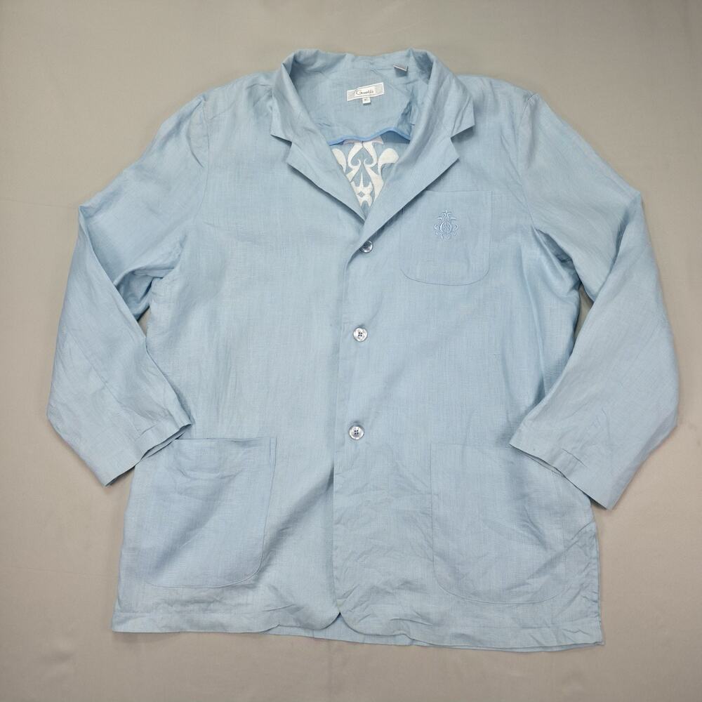 Gemelli Womens XL Linen Chore Jacket Light Blue Coastal Casual Blazer Top